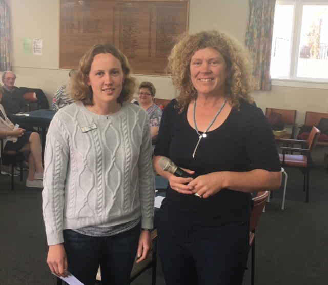 Charlotte and Anna: Charlotte Jager (left) receiving her prize from Anna Kalma WBRC